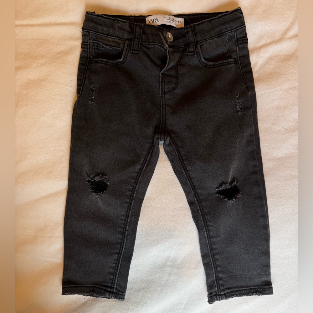 Zara Kids Black Distressed Skinny Jeans